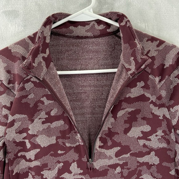 Lululemon Shirt men's Medium Surge Warm Half 1/2 Zip Pullover Jacquard Red Camo - Picture 4 of 14